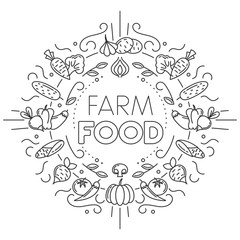 Farm food. Set of different vegetables icons on white background. Stock vector illustration.