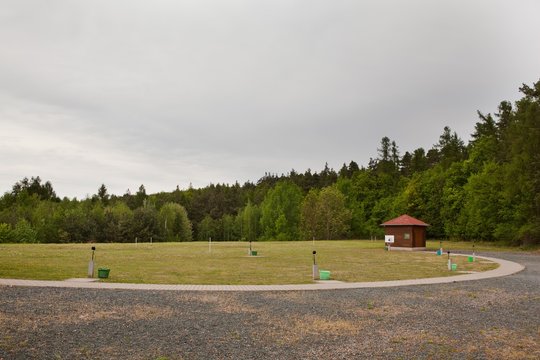 Areal Of Skeet Shooting Range During Cloudy Day.