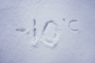 minus 10 degree celsius written into a snow background