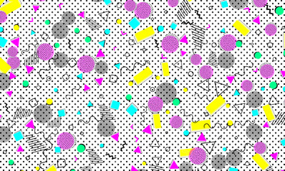 Pop art color background. Memphis pattern