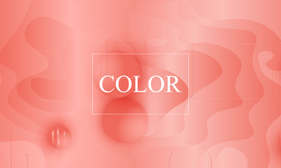Coral color background. Fluid shapes pattern.