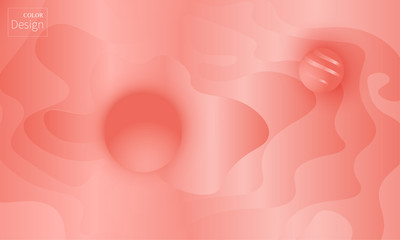 Coral color background. Fluid shapes pattern.