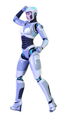 3D Rendering Female Robot on White