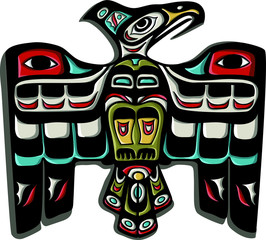 Traditional thunderbird eagle vector. Native american symbol. - obrazy, fototapety, plakaty