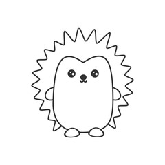 cute cartoon black and white hedgehog vector illustration for coloring art