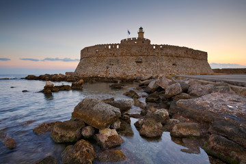 Fototapeta na wymiar Fort of St. Nicholas in town of Rhodes. 