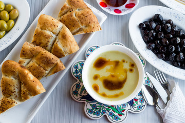 Ramadan,iftar,beginning meal before main menu with traditional soup,ramadan bread