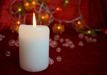 candle on red background
