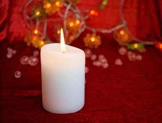 candle on red background