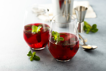 Red berry cocktail with fresh mint