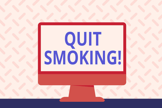 Text sign showing Quit Smoking. Business photo showcasing process of discontinuing tobacco and any other smokers Blank Space Desktop Computer Colorful Monitor Screen Freestanding on Table