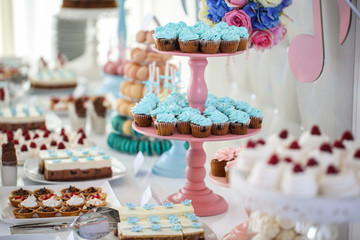Cupcake on the stand in a candy bar