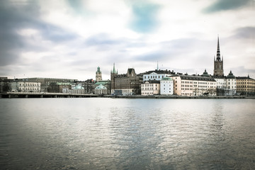 Fototapeta na wymiar View of Riddarholmen from Stockholm City Hall, Sweden