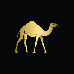 Minimal Gold Camel Logo Design in Vector Format , Camel Icon