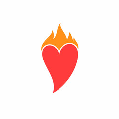 Heart. Logo. Isolated heart in fire on white background