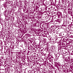 Obraz premium Steampunk style hand drawn vector mechanism.