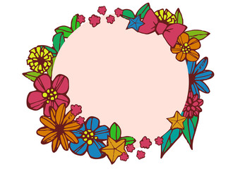 Naklejka premium ポップな花柄のフレーム 手書きの素材