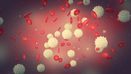 3D illustration of a blood with red cell white cell and platelet