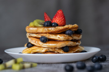 Pancakes on white plate