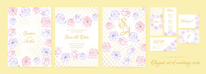 Floral Wedding Invite in Pastel Colors.