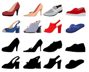 vector isolated shoes set