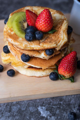 Pancakes on white plate