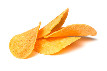 Fototapeta na wymiar closeup of paprika chips on white background