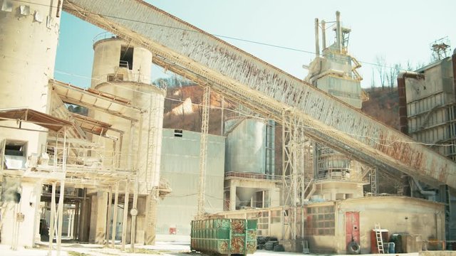 Heavy old machinery for gravel or cement factory or plant