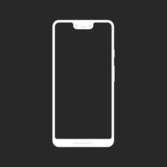 Flat style mock up of a trendy XL white smartphone or camera phone with blank screen isolated on transparent background. Vector EPS10