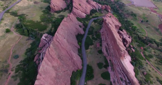 Aerial Pan Up Over Red Rocks Colorado Drone 4K