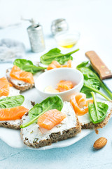 bread with cheese and salmon