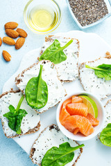 bread with cheese and salmon