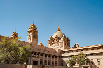 Fototapeta na wymiar Outside view of Umaid Bhawan Palace of Jodhpur in India