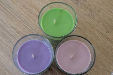 Scented multicoloured candles