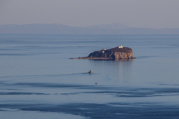 View of the island Skryplev from the island  Russian.