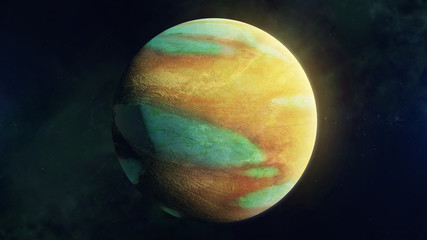 Exoplanet in deep space. Science fiction composition, digital realistic concept art. Abstract bright 3d illustration.