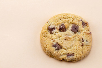chocolate cookie close up background with copy space