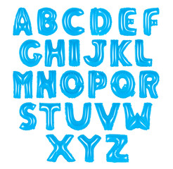 English alphabet blue color