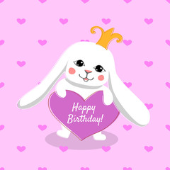Happy birthday card with cute rabbit