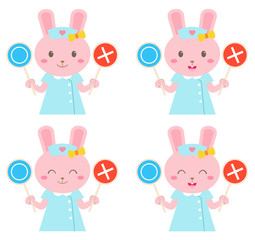 ウサギの看護婦さん　マルバツ　どっち　表情　セット
