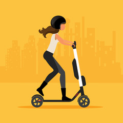 Woman ride electric scooter