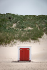 Single beach cabin at beach of Domburg, Zeeland, the Netherlands
