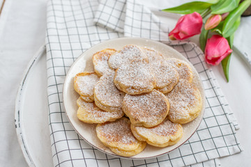 Home made sweet pancakes with sugar 