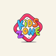 Kids zone colorful sign vector illustration