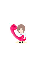 Contact icon for website and application mobile, scientist woman is answering the telephone