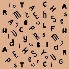 Black letters on a crafting background. Vector.