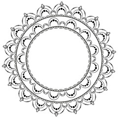 Circular pattern in form of mandala for henna. Mehndi.