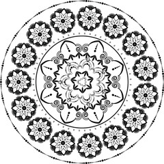 Circular pattern in form of mandala for henna. Mehndi.