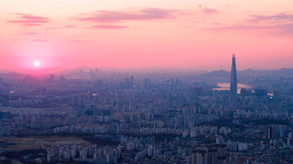Naklejka premium Seoul city skyline