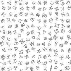 Monochrome geometric figures seamless pattern in modern hipster style